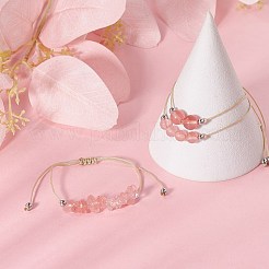 3 個 3 スタイル合成チェリークォーツガラス編組ビーズブレスレットセット  女性用ナイロン糸調節可能なブレスレット  内径：3-3/8インチ（8.5cm）  1個/スタイル&nbsp;BJEW-JB09334-07