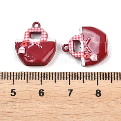 合金エナメルチャーム  リボンチャーム付きバッグ  レッド  16x14.5x6mm  穴：1.5mm&nbsp;ENAM-K086-02B