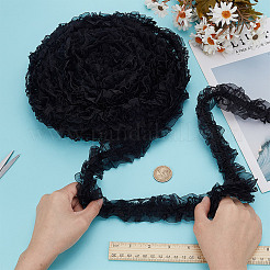 10mの二重層ポリエステルフラワー弾性レーストリム  作るヘアアクセサリー  ブラック  1-5/8インチ（40mm）  約10.94ヤード（10m）/セット&nbsp;OCOR-DC0001-21B