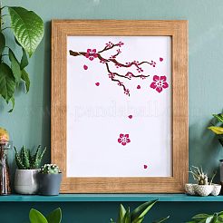 プラスチック再利用可能な描画絵画ステンシル テンプレート  スクラップブック、布地、タイル、床、家具、木材の塗装用  正方形  花柄  300x300mm&nbsp;DIY-WH0172-307