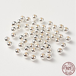 925スターリングシルバービーズ  ラウンド  銀  3x2.5mm  穴：1mm&nbsp;STER-S002-15-3mm