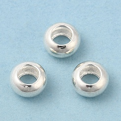 真鍮ビーズ  カドミウムフリー＆鉛フリー  ロンデル  長持ちメッキ  銀  6x3.5mm  穴：2.5mm&nbsp;KK-B073-03S
