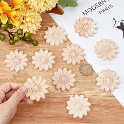 木彫りアンレーアップリケクラフト  未塗装アンレー家具家の装飾  花  48~50x7.5mm&nbsp;WOOD-WH0034-11B