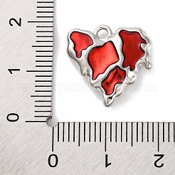 合金エナメルチャーム  ハートチャーム  プラチナ  17x16.5x4mm  穴：1.6mm&nbsp;FIND-U024-02P-01