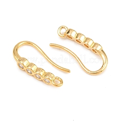 真鍮製のラインストーンのピアスフック  ゴールドカラー  17x3mm  穴：1.4mm&nbsp;KK-C261-01B-G