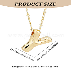 1pc Brass Chain with Alloy Letter Pendants Necklaces&nbsp;NJEW-LP0001-41Y-G