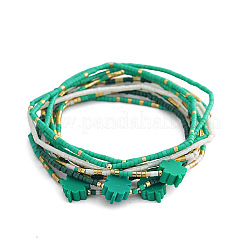 10Pcs Saint Patrick's Day Resin & Glass Seed Beads Stretch Bracelets&nbsp;CW0508
