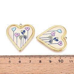 Printed Style 304 Stainless Steel Heart Pendants&nbsp;STAS-T071-26A-G