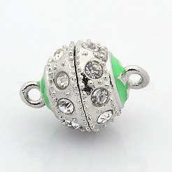 Platinum Plated Round Alloy Enamel Magnetic Clasps with Loops&nbsp;ENAM-P107-M