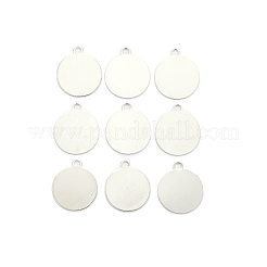 真鍮チャーム  空白タグのスタンプ  フラットラウンド  銀色のメッキ  26x22x0.8mm  穴：3mm  30個/箱&nbsp;KK-BC0001-48S