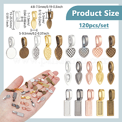 合金接着フラットパッドベイル120個  混合形  ミックスカラー  15~25.5x5~9.5x1~1.5mm  穴：3~5x4.8~7.5mm&nbsp;FIND-WH0148-901