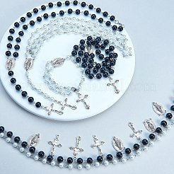 ネックレス作り  ハンドメイドのガラスパールビーズチェーン付き  チベット風ペンダントと真鍮カニカン  ミックスカラー  1000x6mm  1m/連について  1連  1インチ  1連  1mm  穴：39.3mm  1mm  穴：23x14.5x3mm  1mm  内径約33.5x20.5x2.5mm  2mm  穴：6x1mm&nbsp;DIY-SC0002-50