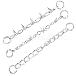 3種類のスタイルの合金製ブーツストラップチェーン3個。  プラチナ  混合図形  219~230mm  1個/スタイル&nbsp;FIND-CY0001-16