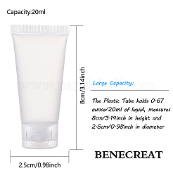 20ml peプラスチック詰め替え可能なフリップトップキャップボトル  PPプラスチック蓋付き  旅行用ポータブルスクイーズメイクアップホース  フェイシャルクレンザーチューブ  顔クリーム容器  ホワイト  8cm  容量：20ミリリットル&nbsp;X-MRMJ-WH0037-02A