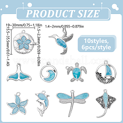 60Pcs 10 Styles Tibetan Style Zinc Alloy Pendants&nbsp;FIND-DR0002-27