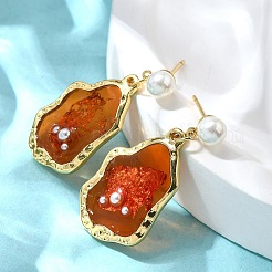 Teardrop Brass Enamel Stud Earrings&nbsp;EJEW-Z086-15G
