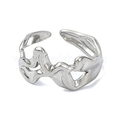 女性用304ステンレススチールカフリング  ステンレス鋼色  調整可能  11mm&nbsp;RJEW-M019-38P