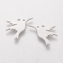 変色しない201ステンレススチールチャーム  ハチドリ  ステンレス鋼色  13.5x16.5x1mm  穴：1.5mm&nbsp;STAS-S105-T129