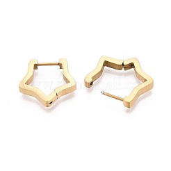 304ステンレススチールフープピアス  スター  イオンプレーティング（ip）  18KGP本金メッキ  18x18x3mm&nbsp;STAS-T074-34G-B