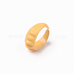 スプレー塗装された合金カフリング  オープンリング  カドミウムフリー＆鉛フリー  オレンジ  usサイズ7 1/4(17.5mm)&nbsp;RJEW-T011-33C-RS