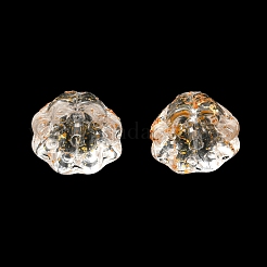 透明ガラスビーズ  グリッター金粉付き  ハスの花  桃パフ  11x7mm  穴：1.2mm&nbsp;FIND-C034-02