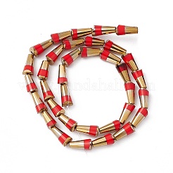電気メッキガラスビーズセット  半分黄金メッキ  多面カットコーン  レッド  7.5~8x4~4.5mm  穴：0.8mm  約34~35個/連  11.42~11.81インチ（29~30cm）&nbsp;EGLA-L035-HR05