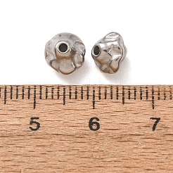 304ステンレススチールビーズ  ハンマーで叩いたような不規則な二円錐形  ステンレス鋼色  6x7x7.2mm  穴：1.4mm&nbsp;SA-CBA7A40-01P-C