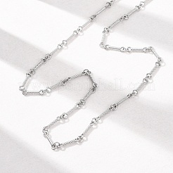3.5mm 304ステンレススチール製ツイストリンクバーチェーンネックレス（女性・男性用）  変色しない  ステンレス鋼色  20.08インチ（51cm）&nbsp;NJEW-F365-01P