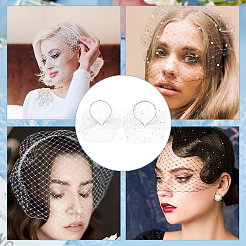 2個 2スタイル ブライダルラインストーン パールメッシュベール 布 ヘアバンド  女性のためのヘアアクセサリー  ホワイト  内径：128x110mm  1個/スタイル&nbsp;MRMJ-FG0001-16A