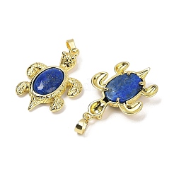 Dyed Natural Lapis Lazuli & Brass Pendants&nbsp;KK-F887-01G-16