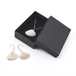 Electroplate Spiral Shell Pendant Necklaces and Dangle Earrings Jewelry Sets&nbsp;SJEW-JS01007-02