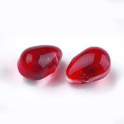 塗装ガラスチャームをスプレー  ティアドロップ  レッド  9x6x6mm  穴：0.5mm&nbsp;X-GGLA-S042-03