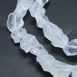 生の粗い天然水晶ビーズ連売り  水晶  ナゲット  6~12x6~10x5~8mm  穴：0.7mm  約48個/連  15.75インチ（40cm）&nbsp;G-I279-B12