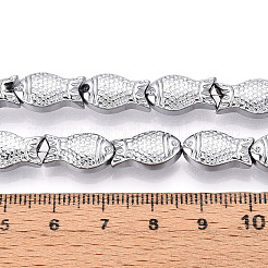 電気メッキガラスビーズセット  魚  プラチナメッキ  15x8.2x5.3mm  穴：0.9mm  約50個/連  26.77~27.17''（68~69センチメートル）&nbsp;EGLA-T025-03I