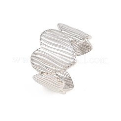 Textured 304 Stainless Steel Cuff Open Rings for Women&nbsp;RJEW-A102-03P