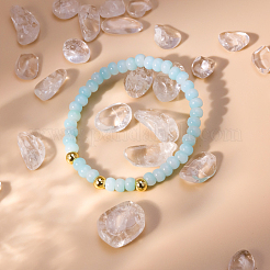 Natural Aquamarine Beads Stretch Bracelets for Men Women&nbsp;BD7394