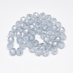 電気メッキガラスビーズセット  虹メッキ  艶消し  多面カット  ラウンド  ライトスチールブルー  7~8x7mm  穴：1.5mm  約68~70個/連  18.5~19.29インチ（47~49cm）&nbsp;EGLA-Q085-8mm-10