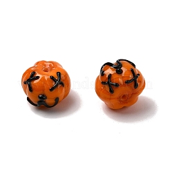 手作りランプワークビーズ  ハロウィンカボチャ  オレンジ  10.5~11.5x14.5x14~14.5mm  穴：1.6mm&nbsp;LS-LAMP-B032-01