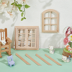 木製の窓  ドールハウスミニチュア  ナバホホワイト  104~106x75~106x8~21mm&nbsp;DIY-PH0035-92