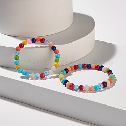 Candy Color Round Glass Beads Stretch Bracelets Set for Children and Parent&nbsp;BJEW-JB07176