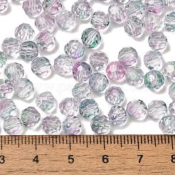 透明色ガラスラウンドビーズ  丸い穴  多面カット  蘭  6x5.5mm  穴：1.2mm  約2000個/ポンド&nbsp;SEED-F006-04A-07