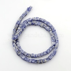 キューブ天然ブルースポットジャスパービーズ連売り  4x4x4mm  穴：1mm  約85~100個/連  15.3インチ〜15.8インチ&nbsp;G-P057-05