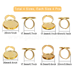 16Pcs 4 Size Adjustable Brass Finger Rings Components&nbsp;KK-CA0002-22G