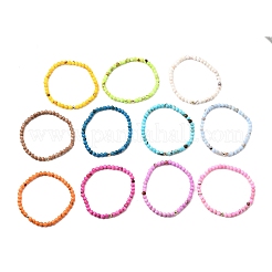 11Pcs Natural Persian Jade Round Beaded Stretch Bracelets&nbsp;BJEW-JB12004