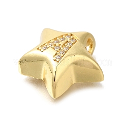 ラックメッキ真鍮マイクロパヴェキュービックジルコニアペンダント  長持ちメッキ  カドミウムフリー＆鉛フリー  文字L  18KGP本金メッキ  文字a  15.5x16.5x5.5mm  穴：3mm&nbsp;KK-I722-05G-A