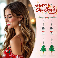 2 Pairs 2 Styles Christmas Theme Glass Dangle Earrings&nbsp;EJEW-TA00701