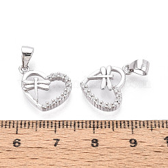 925 Sterling Silver Micro Pave Clear Cubic Zirconia Heart with Dragonfly Charms with 925 Stamp&nbsp;STER-T008-83P