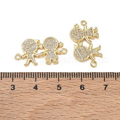 Brass Micro Pave Clear Cubic Zirconia Connector Charms for Jewelry Making&nbsp;CU-CBAAA59-01G-01