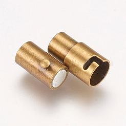 真鍮製ロッキングチューブマグネットクラスプ  コラム  ブラッシングアンティークブロンズ  15.5x6mm  穴：4mm&nbsp;KK-K176-06AB