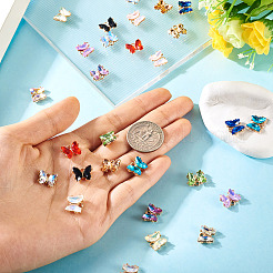 28pcs 14 colors Light Golden Alloy Glass Charms&nbsp;FIND-TA0005-94